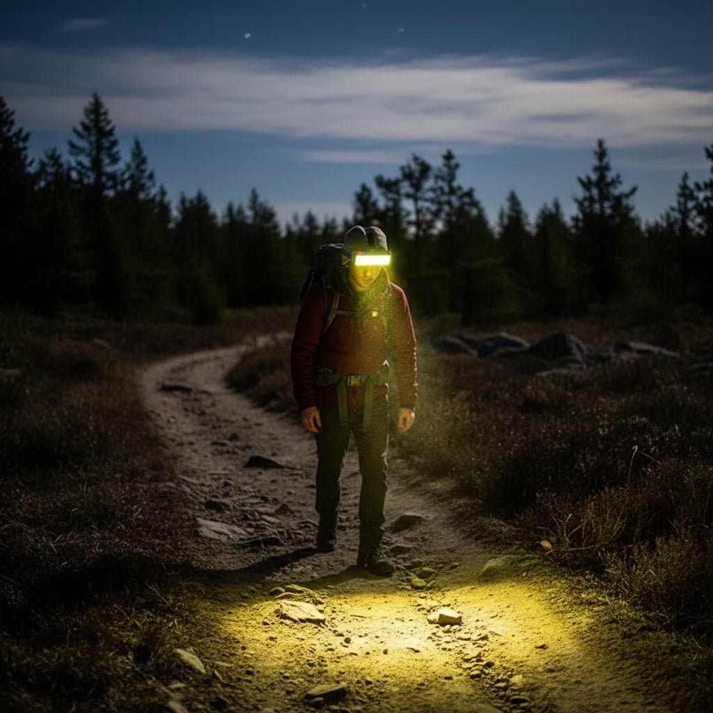 SummitBeam 3-standen COB LED hoofdlamp voor buiten met 40-LED floodpaneel