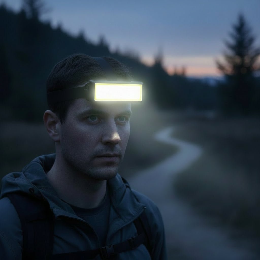 SummitBeam 3-standen COB LED hoofdlamp voor buiten met 40-LED floodpaneel