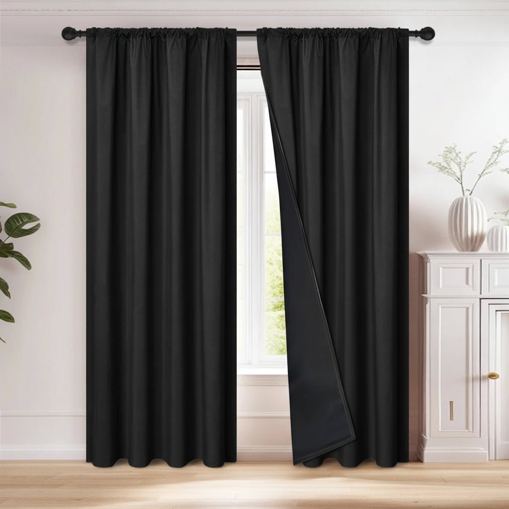 Tenda Oscurante Elegante Nocturne Nera per Soggiorno, Blocca la Luce