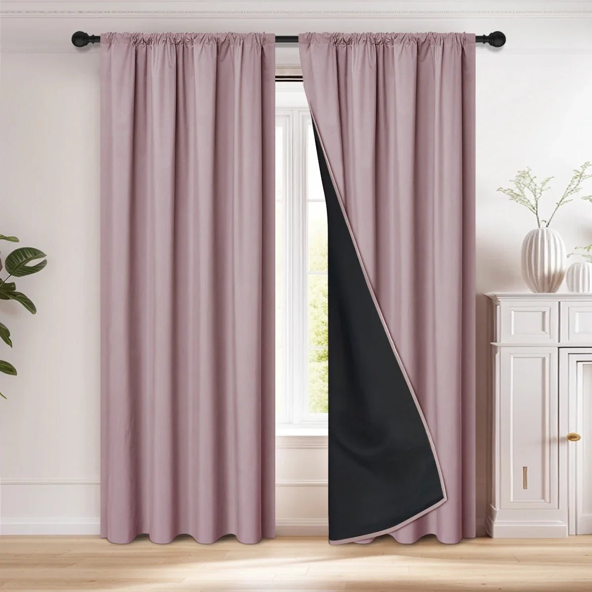 Tenda Oscurante Elegante Nocturne Nera per Soggiorno, Blocca la Luce