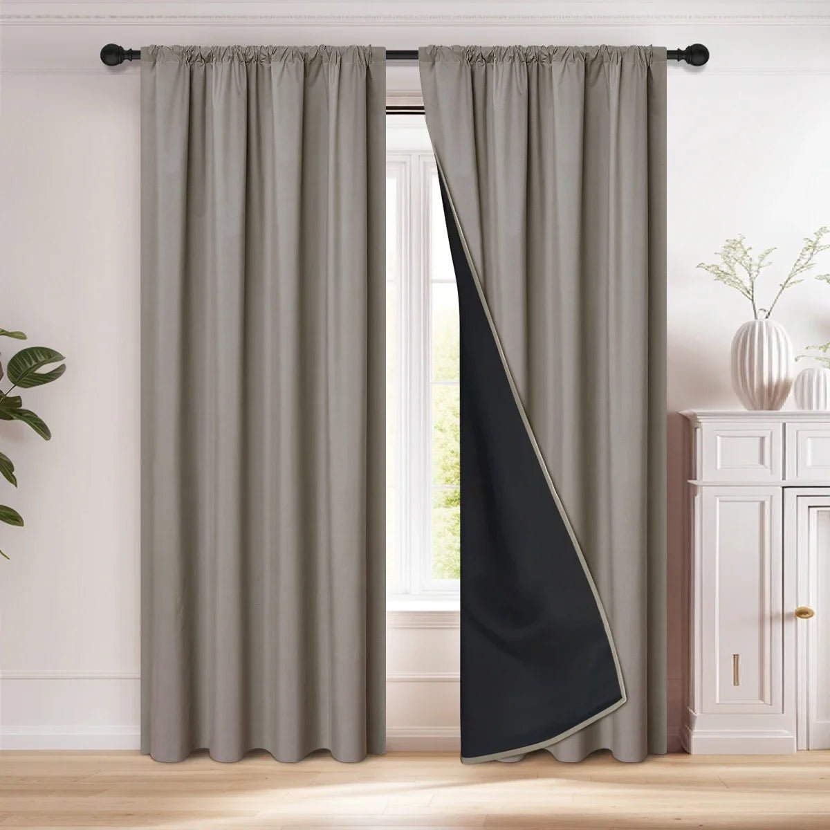 Tenda Oscurante Elegante Nocturne Nera per Soggiorno, Blocca la Luce