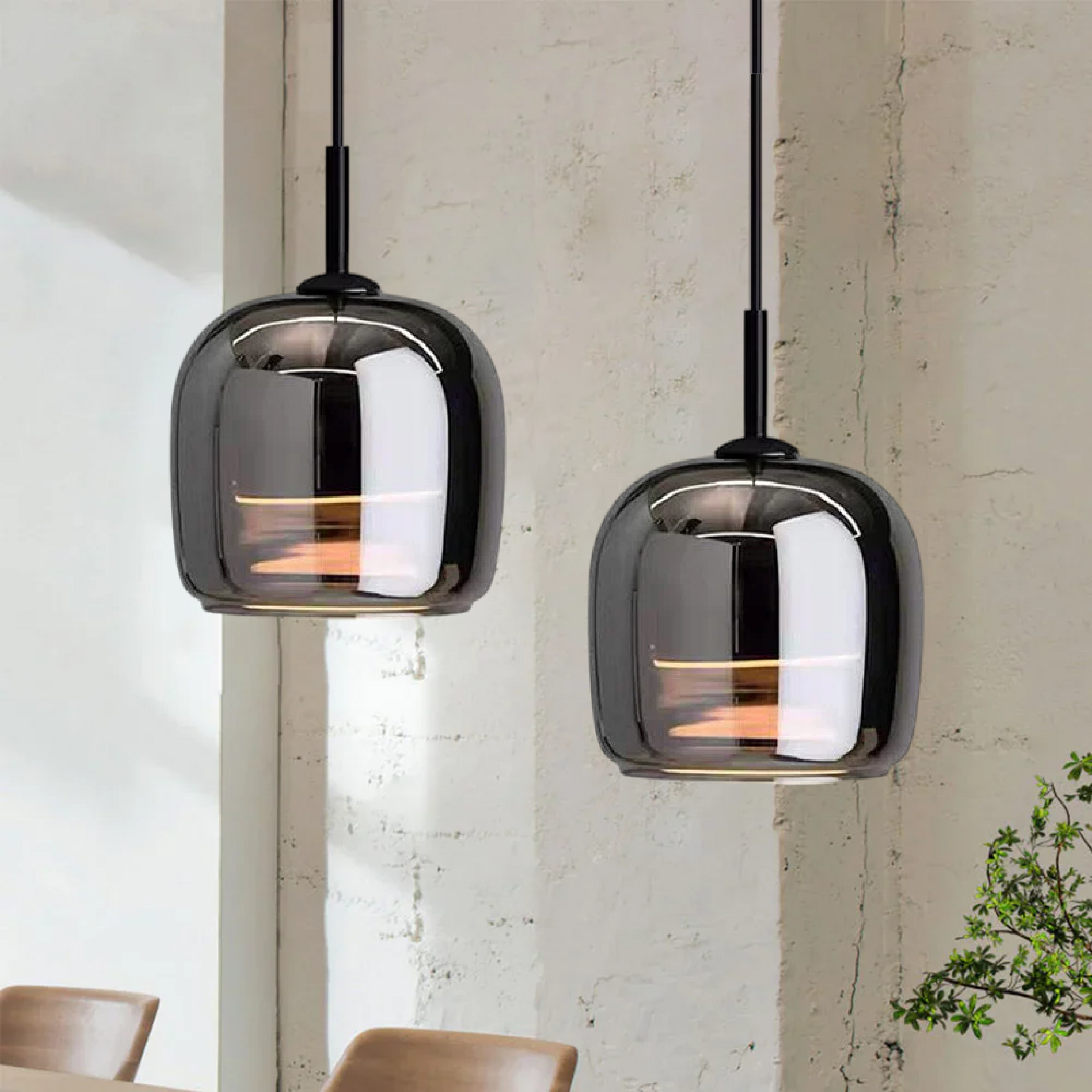 Nordic Pendant Light in Black Glass for Kitchen Island and Dining Room