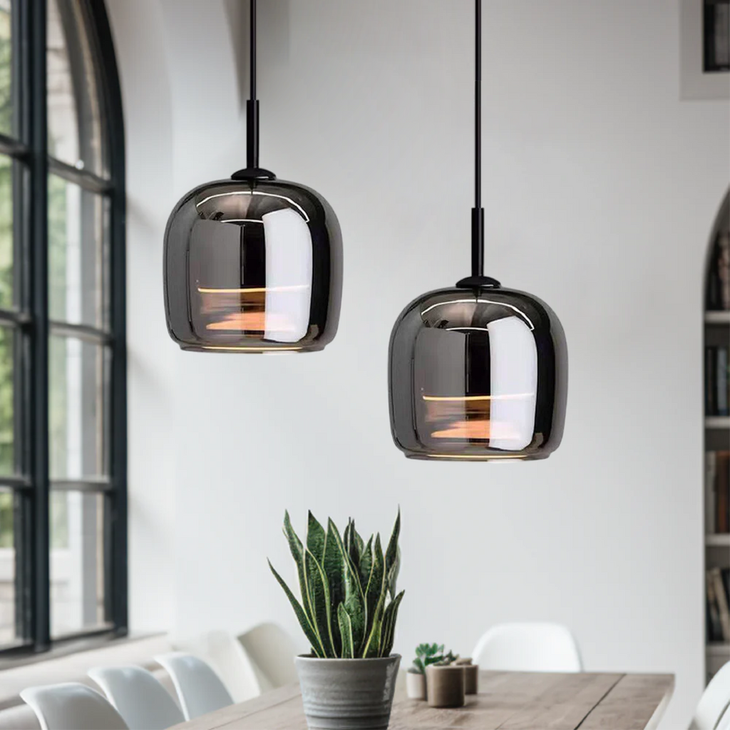 Nordic Pendant Light in Black Glass for Kitchen Island and Dining Room
