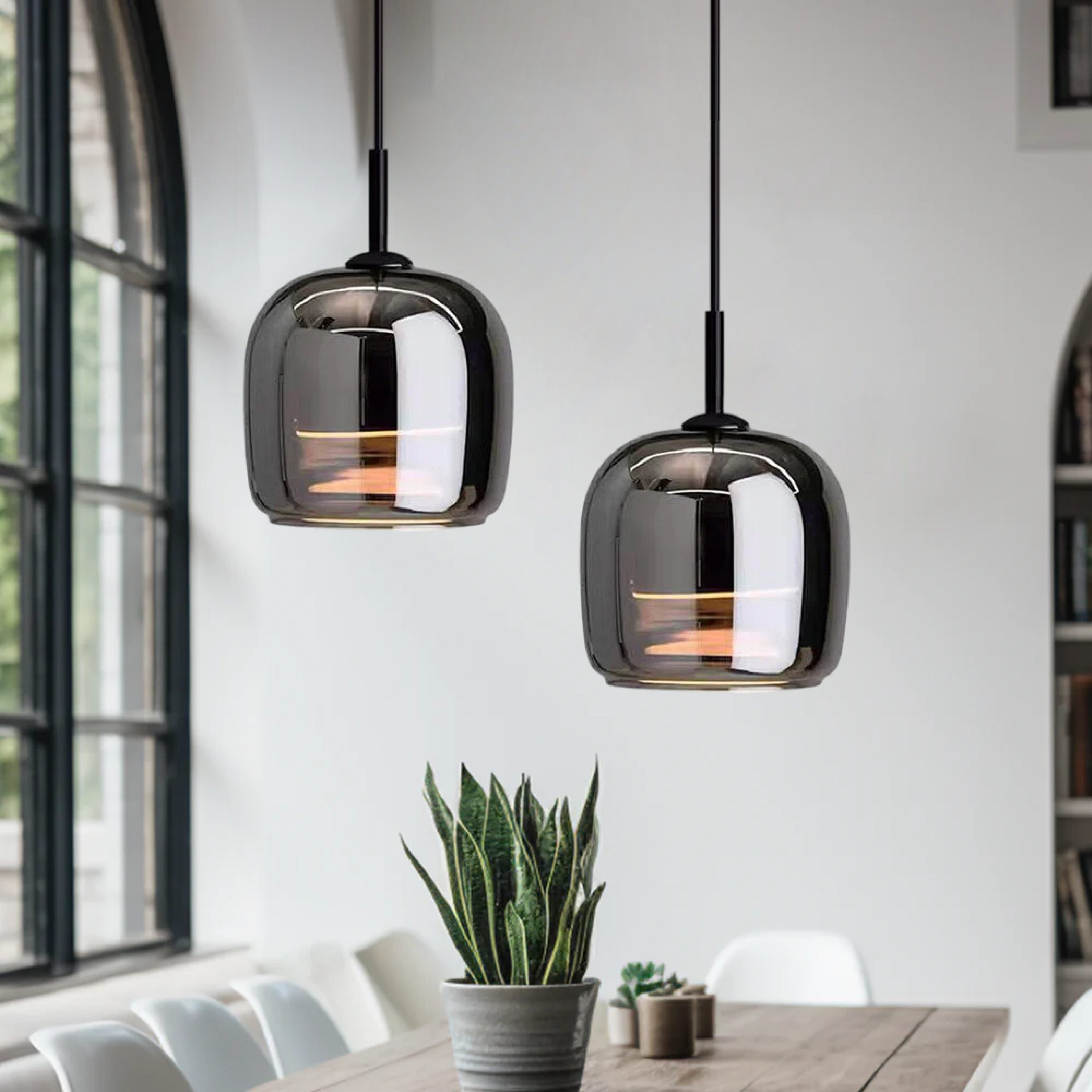 Nordic Pendant Light in Black Glass for Kitchen Island and Dining Room