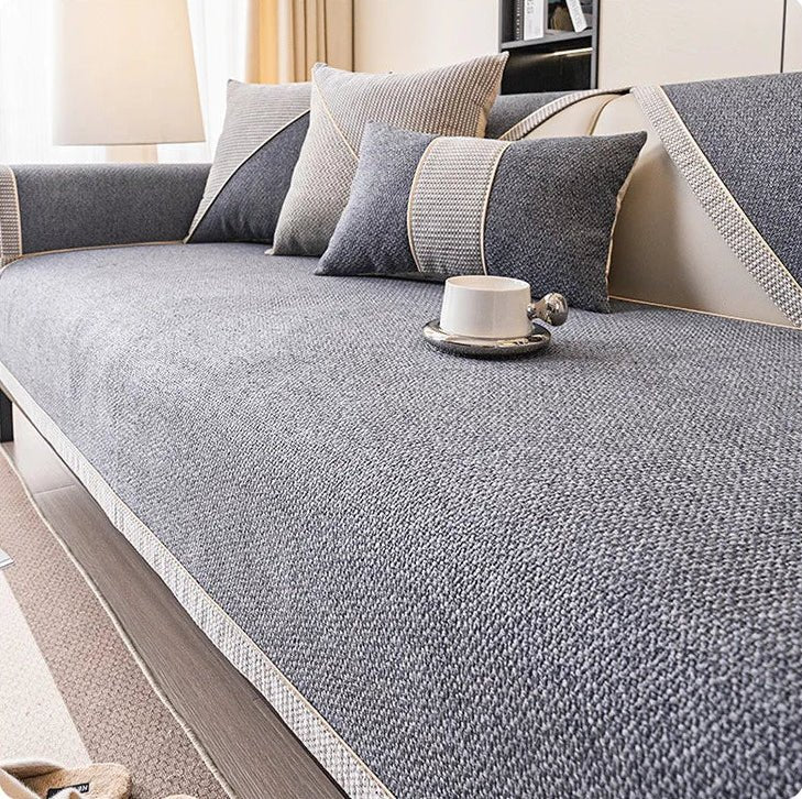 Naturweft Cotton Linen Throw Blanket For Sofa With Non-Slip Backing