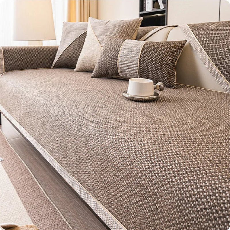 Naturweft Cotton Linen Throw Blanket For Sofa With Non-Slip Backing