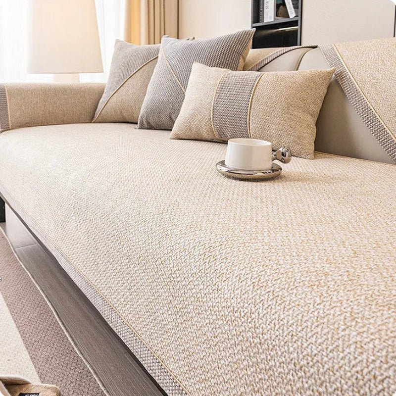 Naturweft Cotton Linen Throw Blanket For Sofa With Non-Slip Backing