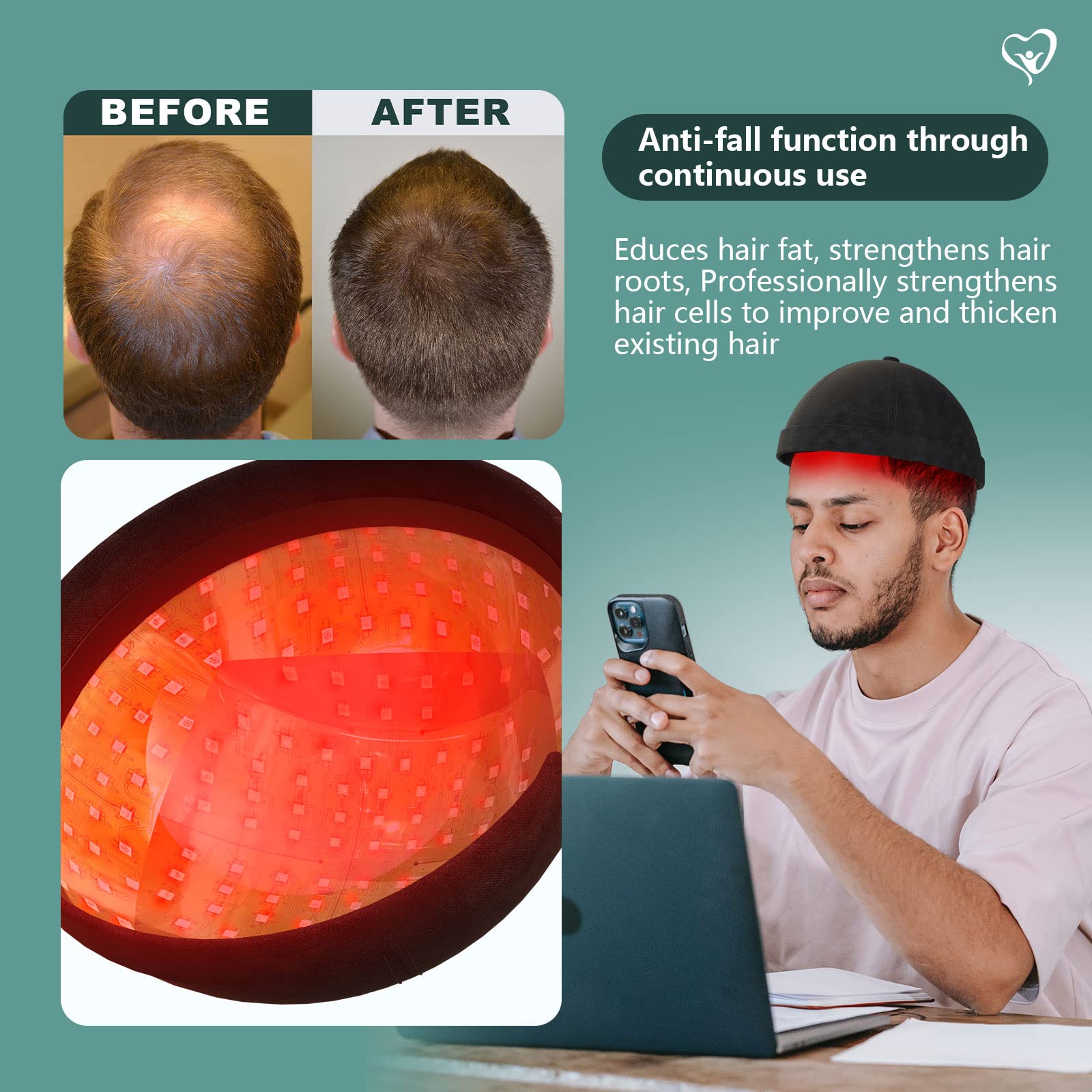 LuminaHair Laser Growth Cap | Red & Blue Light Therapy for Thicker, Fuller Hair