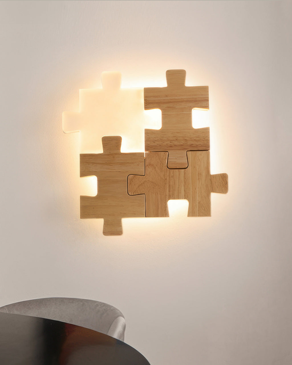 Aplique de pared LED NovaPuzzle de rompecabezas de madera en estilo minimalista nórdico