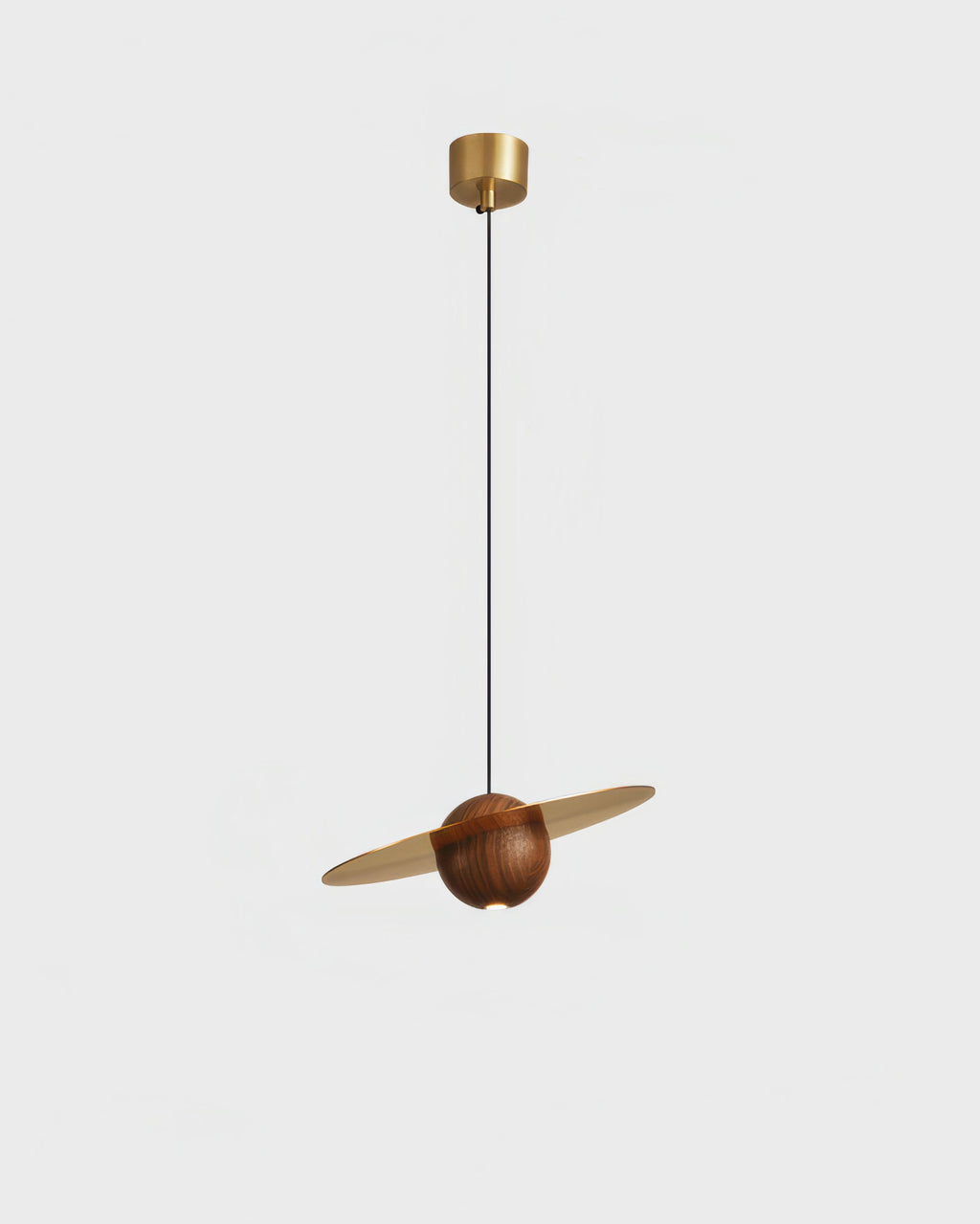 Vellara Walnuss- und Messing-Pendelleuchte im Mid-Century-Modern-Stil