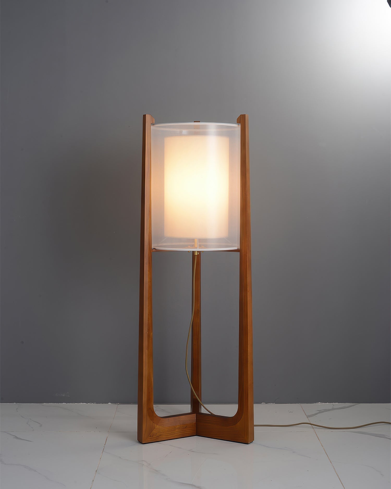 Lampada da Terra Orinex in Legno di Frassino con Paralume in Tessuto a Rete