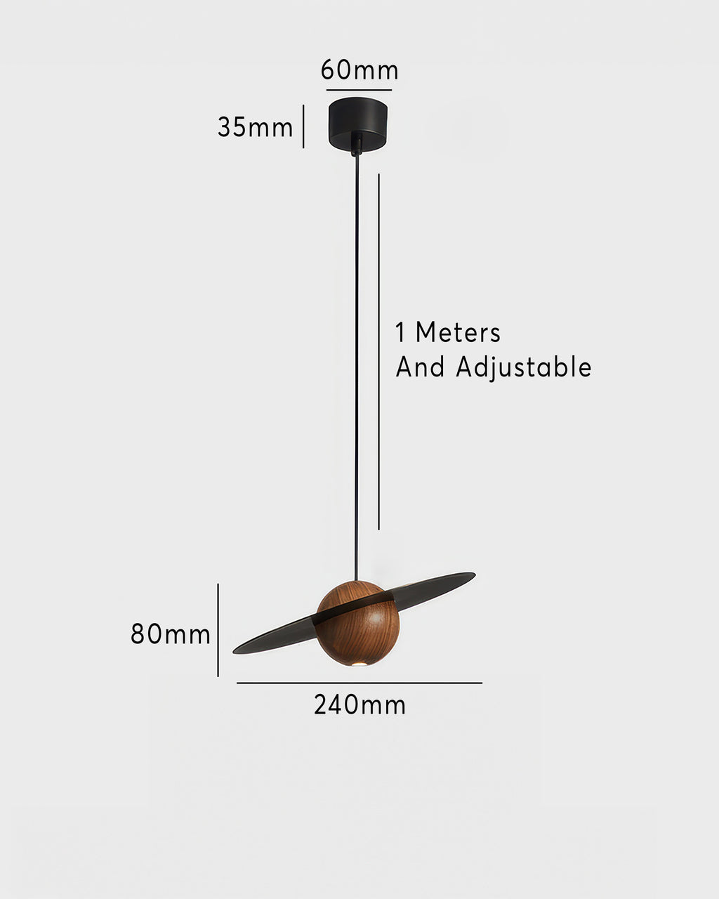 Vellara Walnuss- und Messing-Pendelleuchte im Mid-Century-Modern-Stil