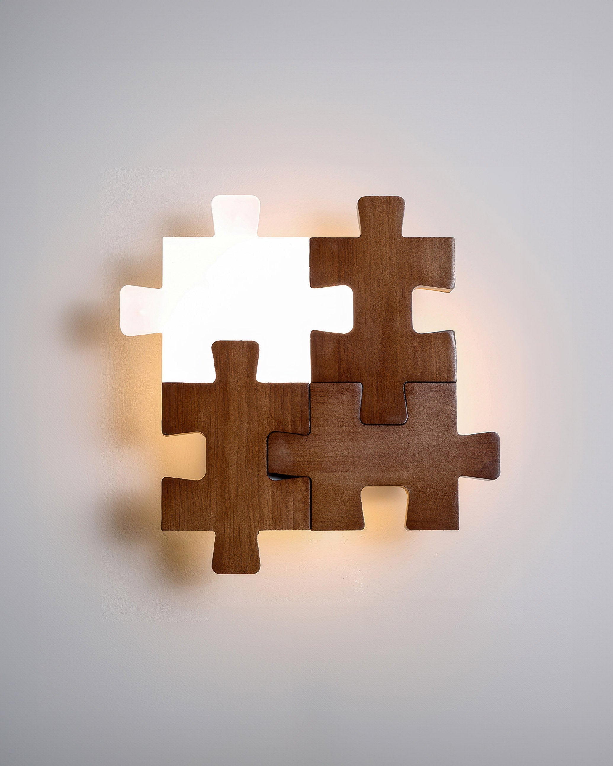 Aplique de pared LED NovaPuzzle de rompecabezas de madera en estilo minimalista nórdico