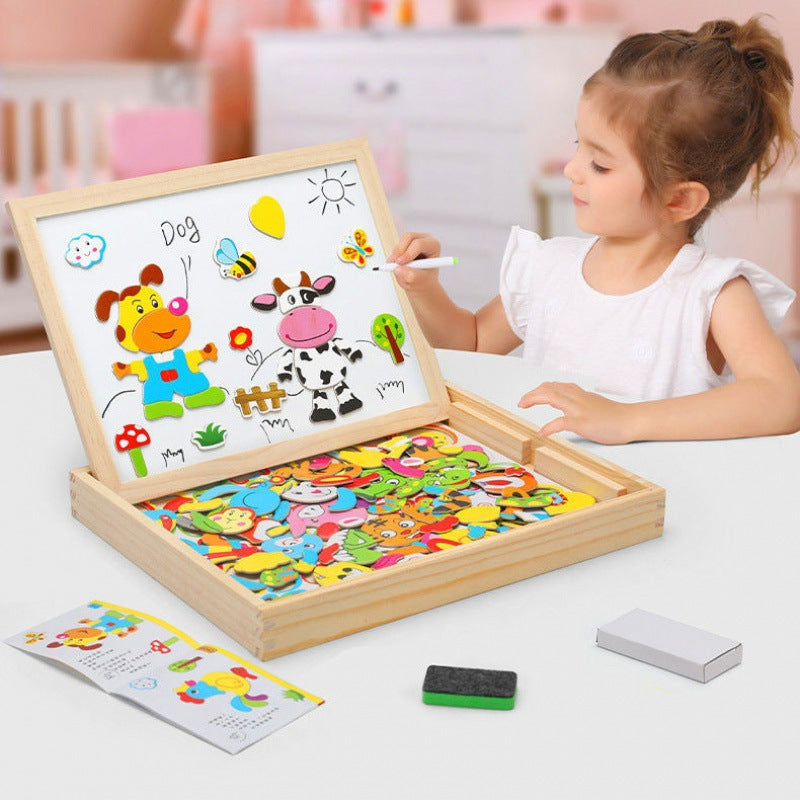 Montessori Zwei-in-Eins-Zeichenbrett mit Magneten für Kinder, Kunstspielzeug für kreatives Spielen