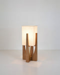 Lampada da Terra Kairoa in Noce con Accenti in Ottone, Design Giapponese Minimalista