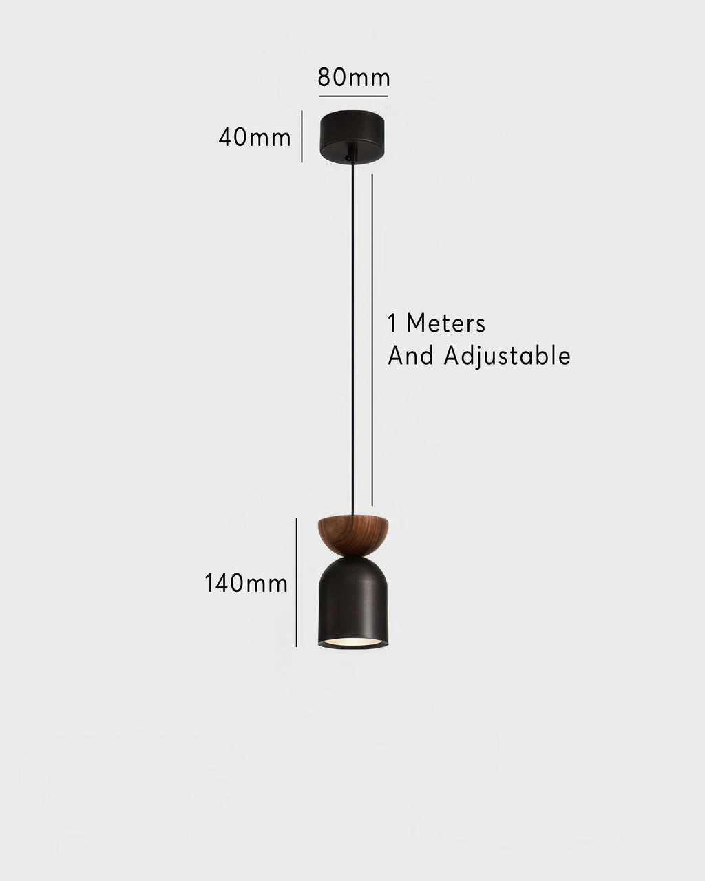 Vellara Walnuss- und Messing-Pendelleuchte im Mid-Century-Modern-Stil