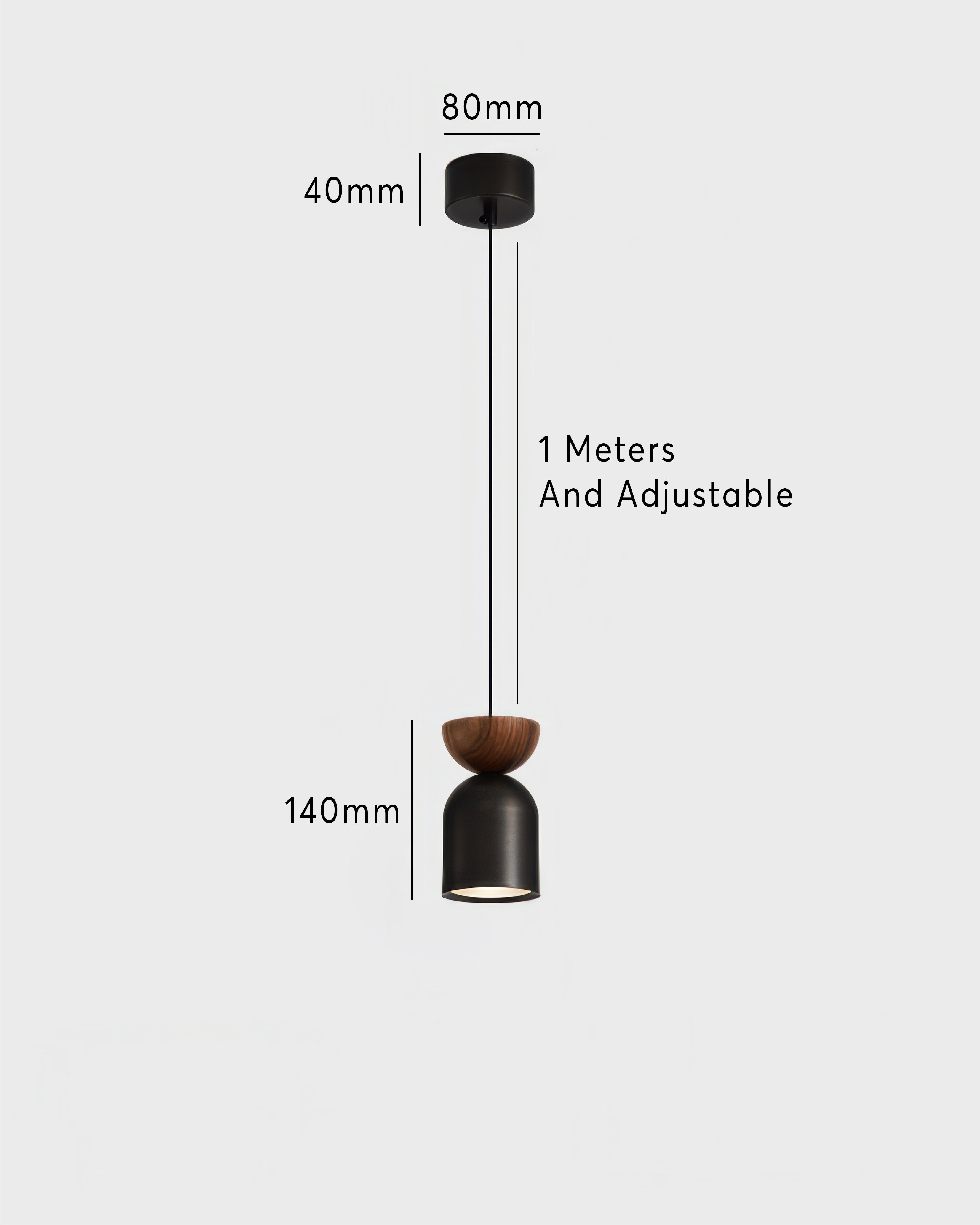 Vellara Walnuss- und Messing-Pendelleuchte im Mid-Century-Modern-Stil