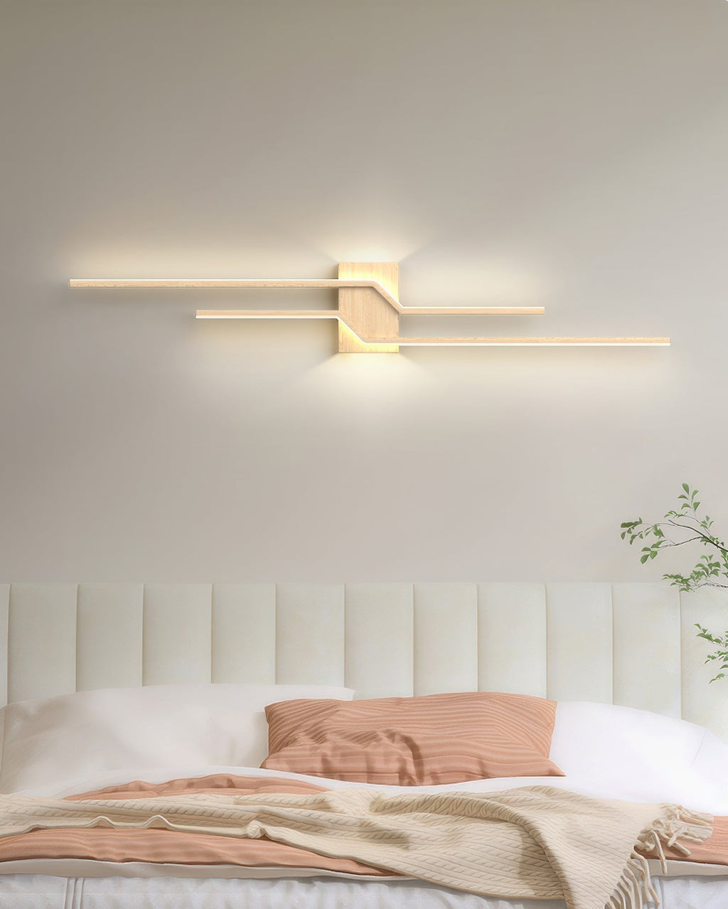 LumaVale LED-vegglampe med trestrukturfinish, minimalistisk, for oppholdsrom