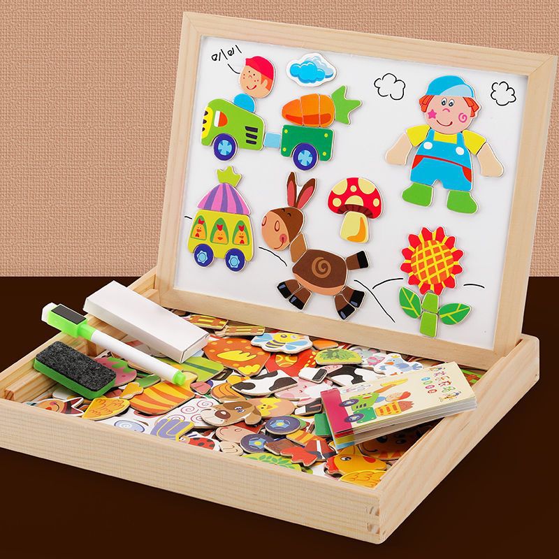 Pizarra magnética de doble uso Montessori para niños, pizarra blanca o pizarra de tiza