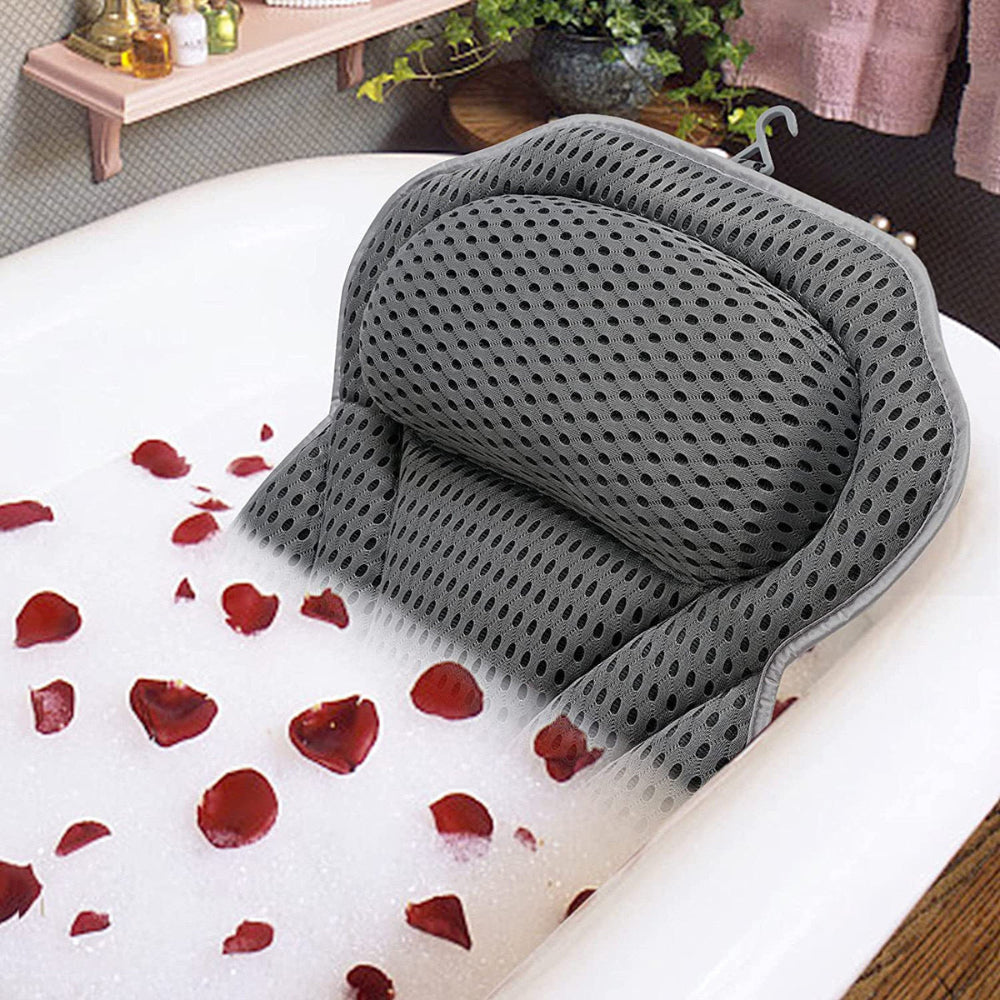 Ergonomický koupelnový polštář s polstrováním ze síťoviny pro relaxační koupel
