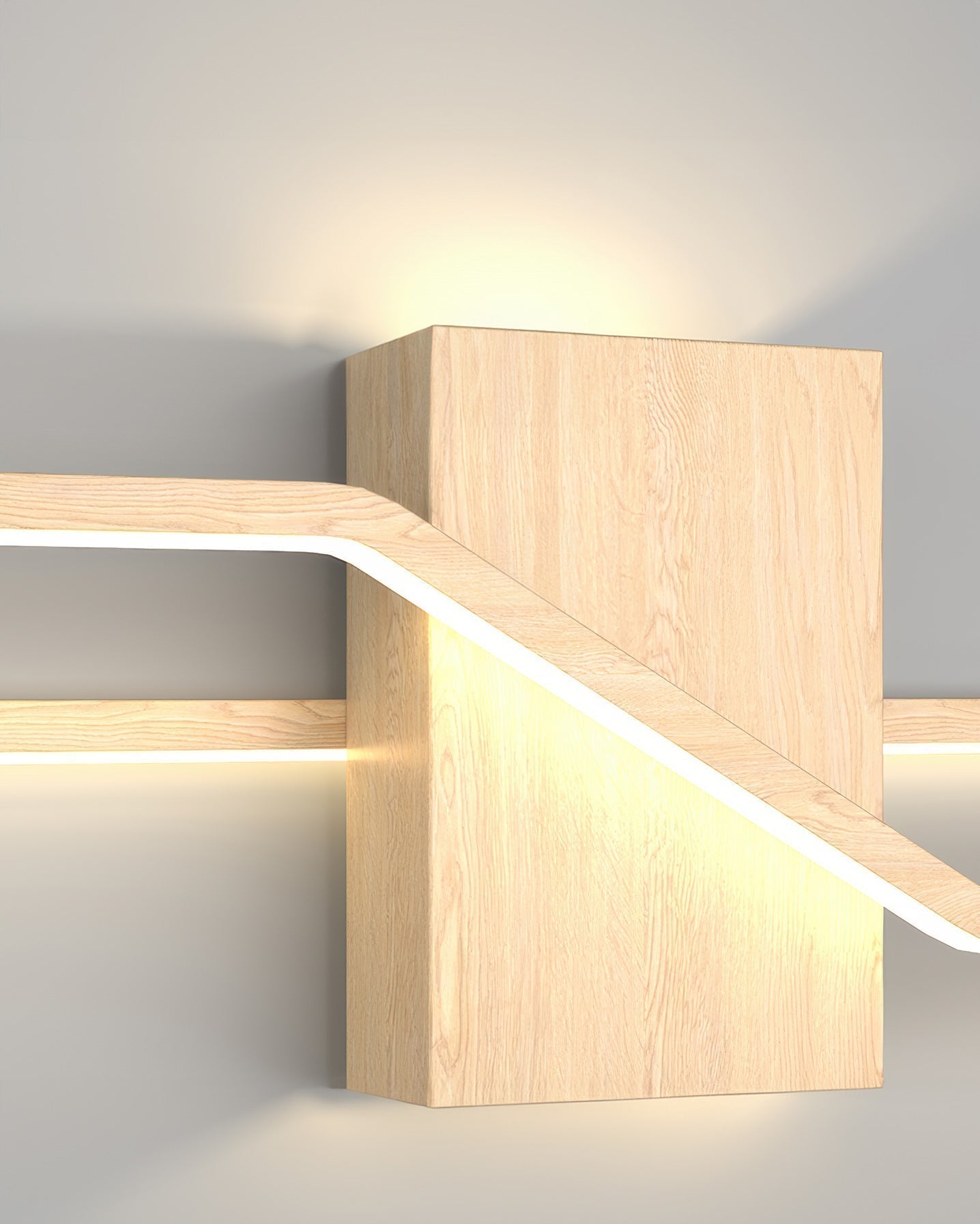 LumaVale LED-vegglampe med trestrukturfinish, minimalistisk, for oppholdsrom
