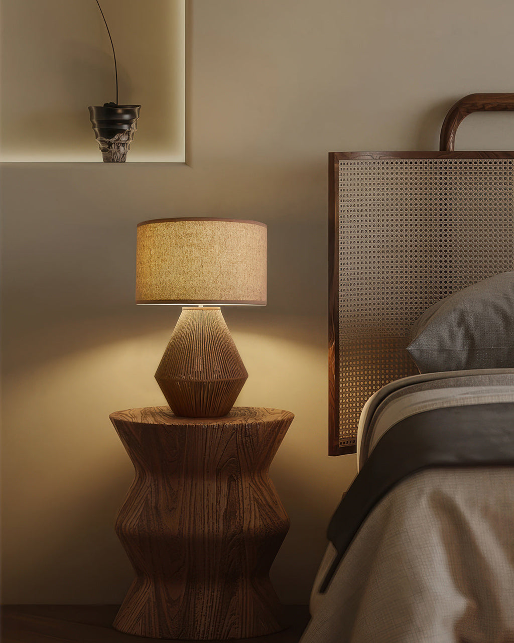 KumoWeave Hamp Skrivebordslampe med Miljøvenligt Væv og Japansk Minimalistisk Design