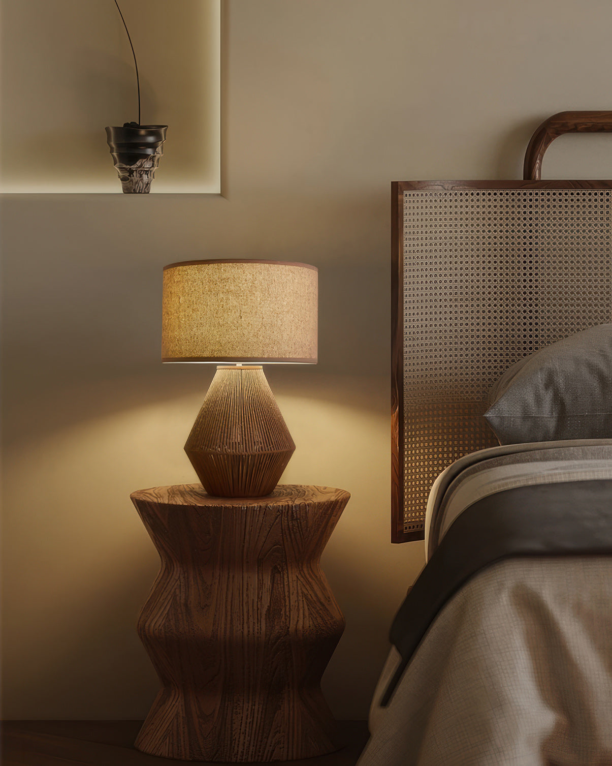 KumoWeave Hamp Skrivebordslampe med Miljøvenligt Væv og Japansk Minimalistisk Design