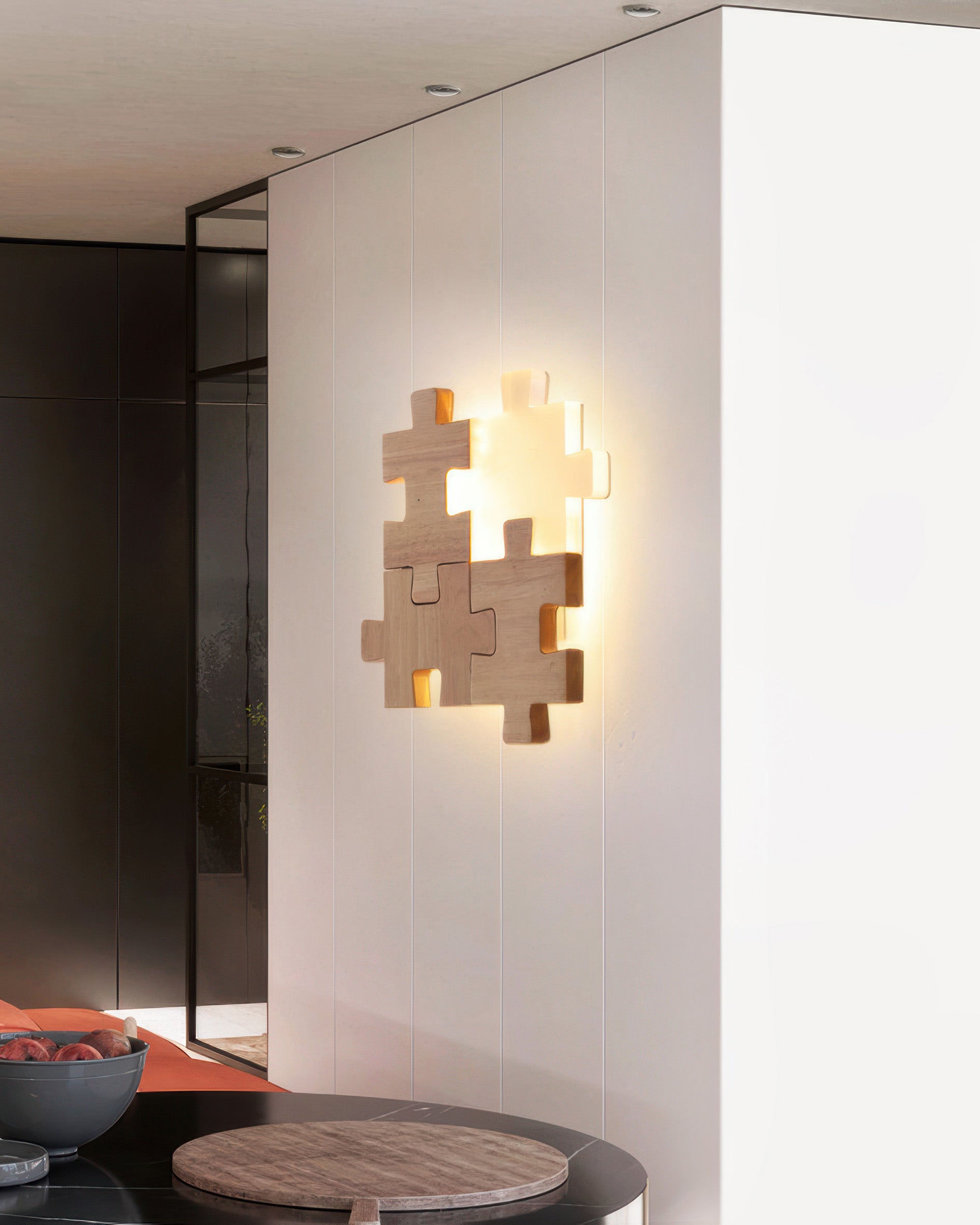 Aplique de pared LED NovaPuzzle de rompecabezas de madera en estilo minimalista nórdico
