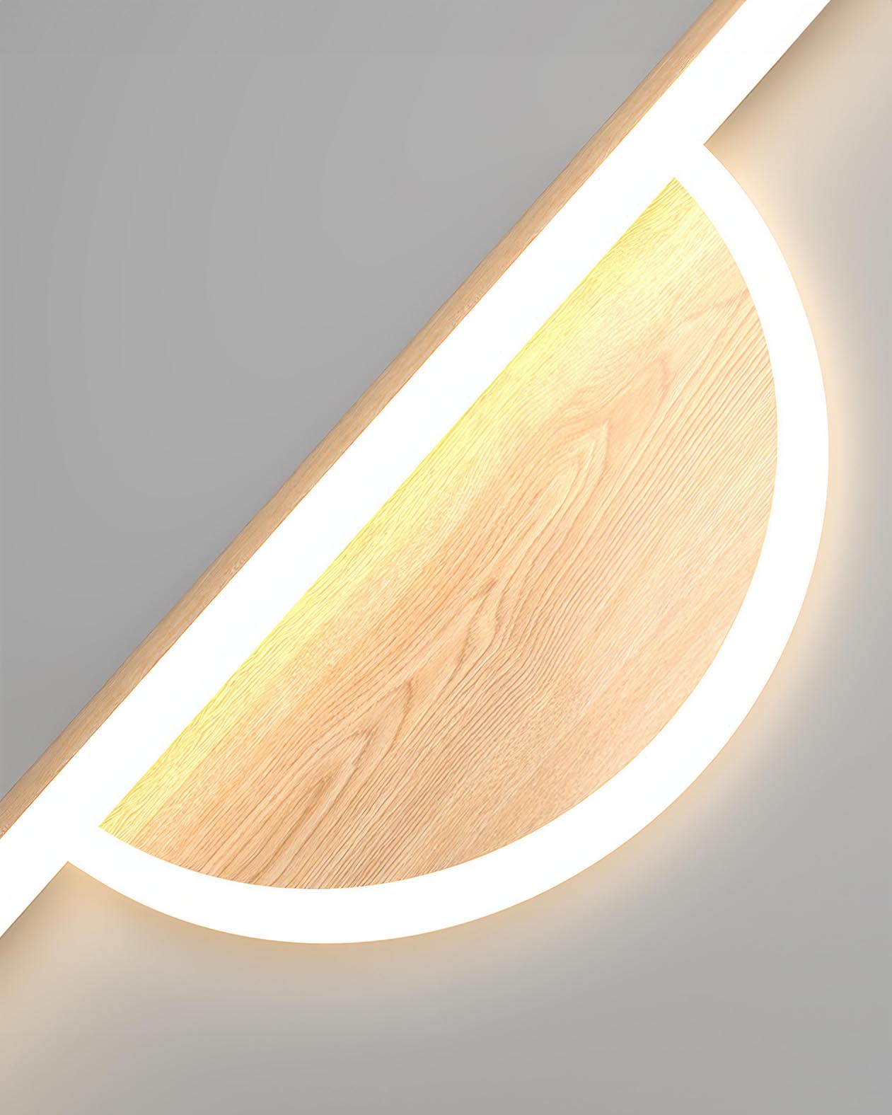 Applique murale SylvaArc en bois avec tube lumineux doux pour arrière-plans TV