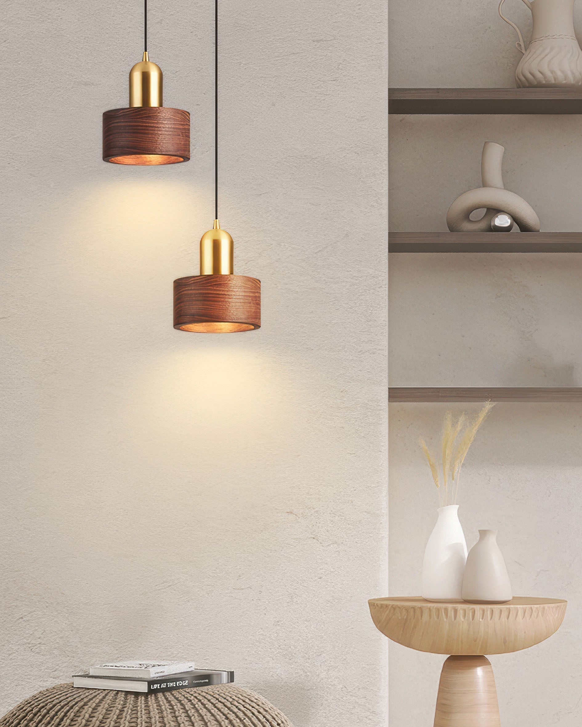 Lámpara Colgante Cilíndrica Keiko Inspirada en Japón, Luminaria Minimalista de Techo