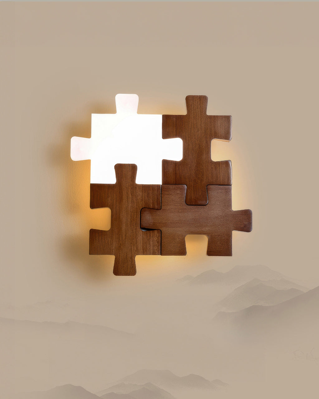 Aplique de pared LED NovaPuzzle de rompecabezas de madera en estilo minimalista nórdico