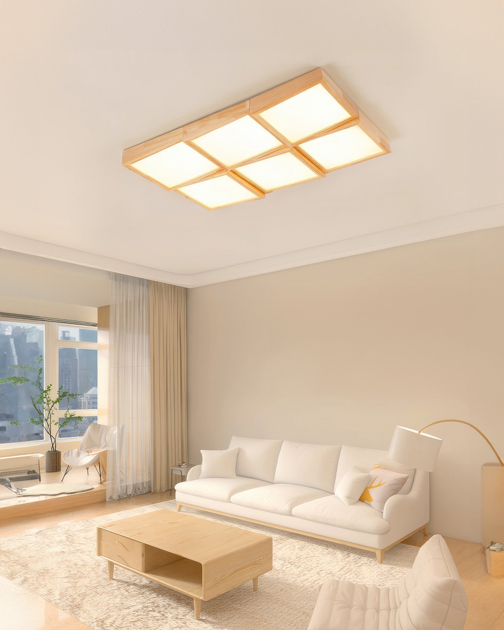 Caelum Modernist Walnut Log LED Ceiling Light, Energy-Efficient Soft Glow
