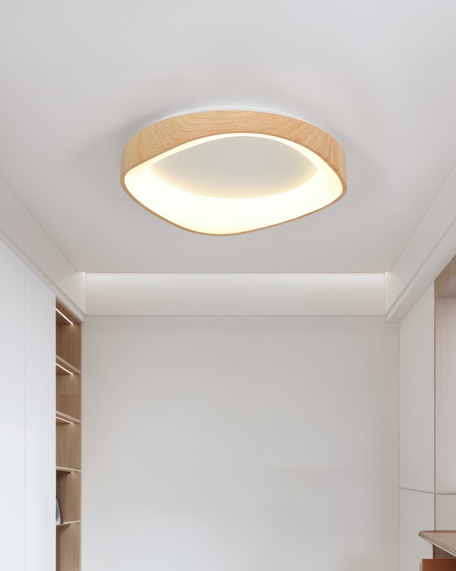 AstraNova Nordik Ahşap Doku LED Tavan Lambası Oturma ve Yatak Odaları için