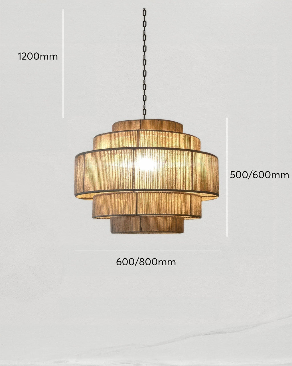 VerraWeave met de hand geweven rotan kroonluchter met henneptouw accenten