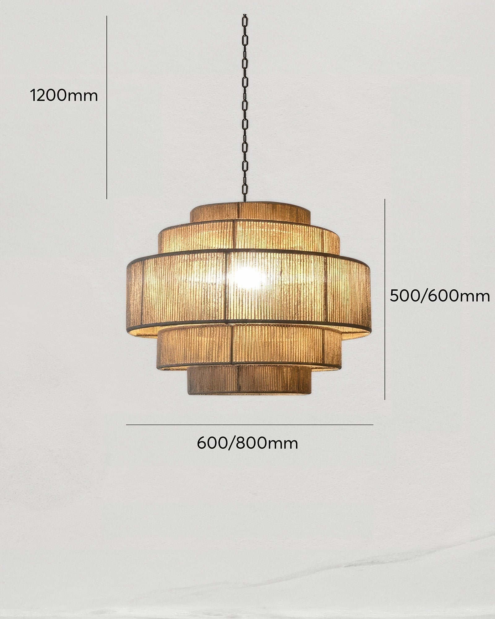 VerraWeave met de hand geweven rotan kroonluchter met henneptouw accenten