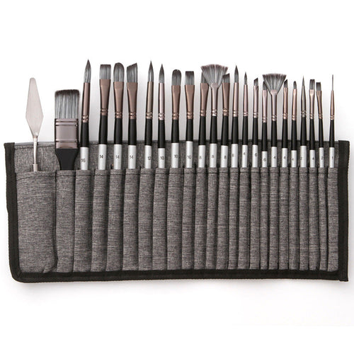 24 Nylon Artist Brushes in 7 Shapes with Palette Knife for Acrylic Oil Watercolor | Atiets