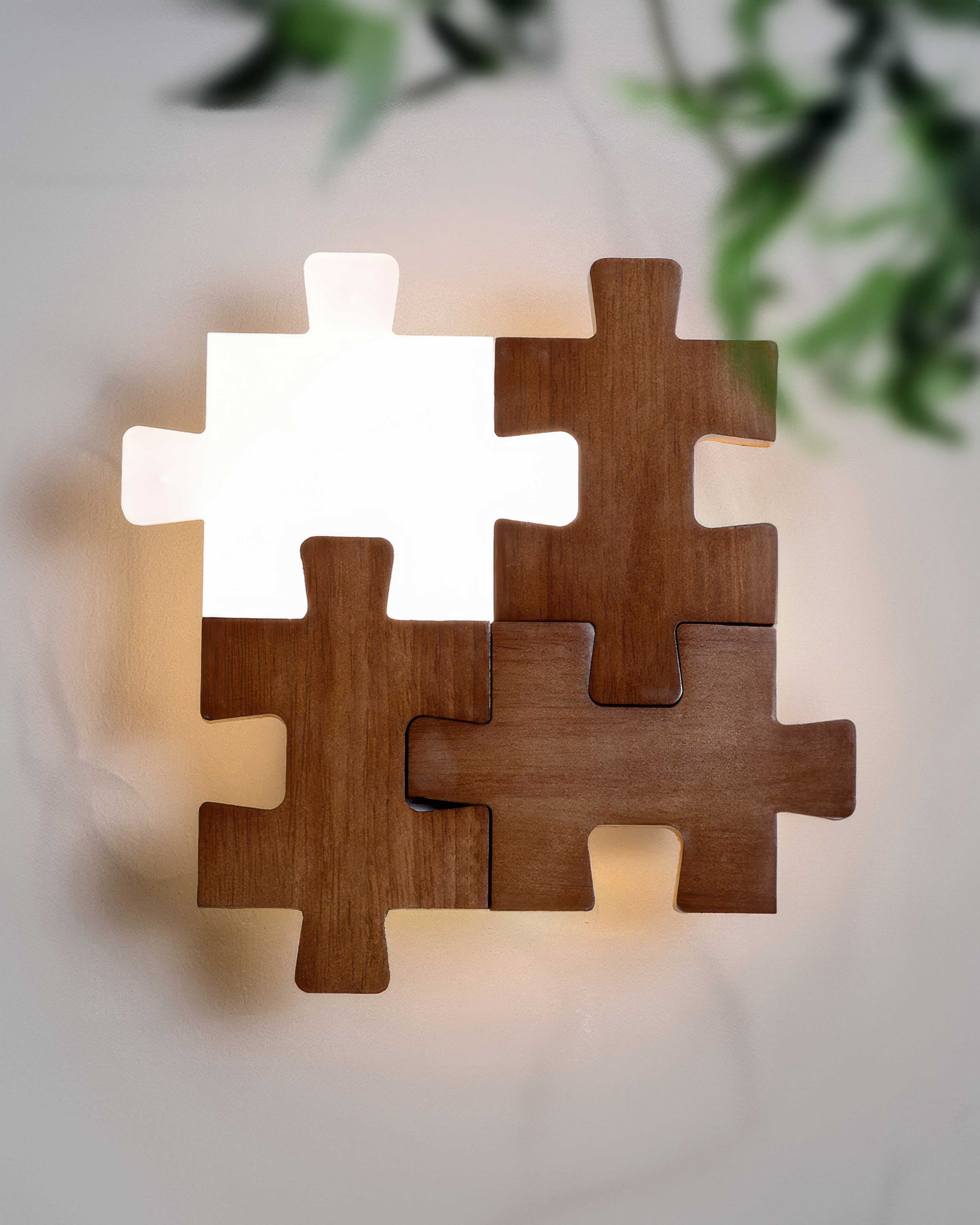 Aplique de pared LED NovaPuzzle de rompecabezas de madera en estilo minimalista nórdico
