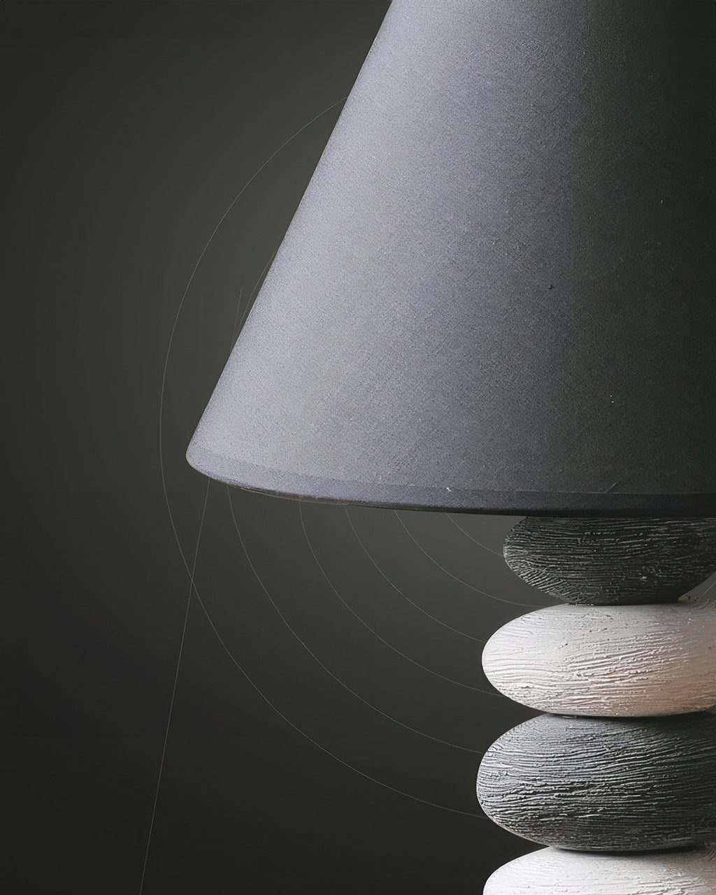 Aurelia Atmosferyczna Lampa Stołowa z Abażurem z Tkaniny i Kamienną Ceramiką do Salonu