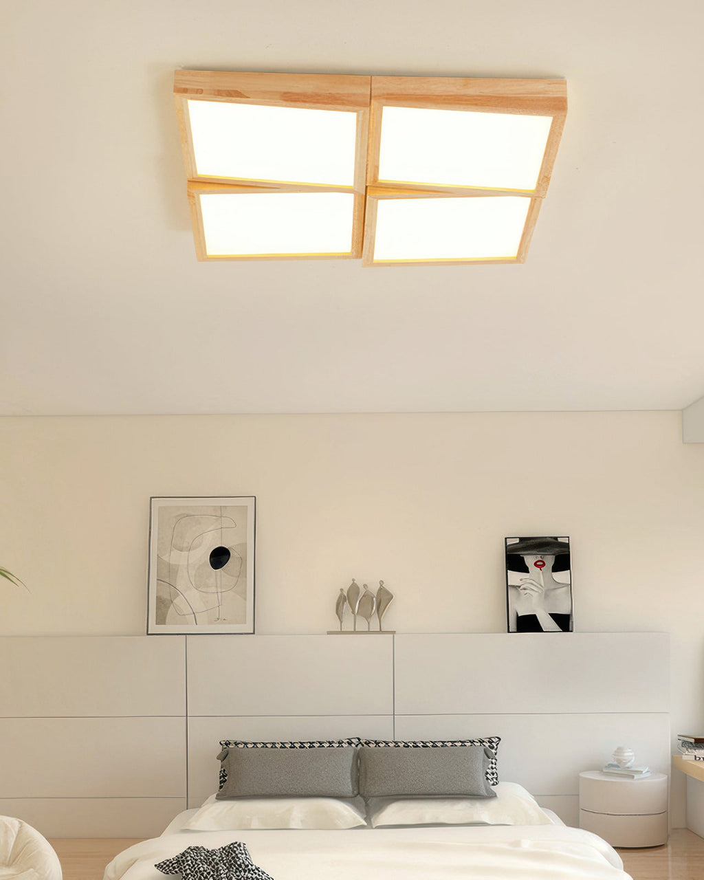 Caelum Modernist Walnut Log LED Ceiling Light, Energy-Efficient Soft Glow