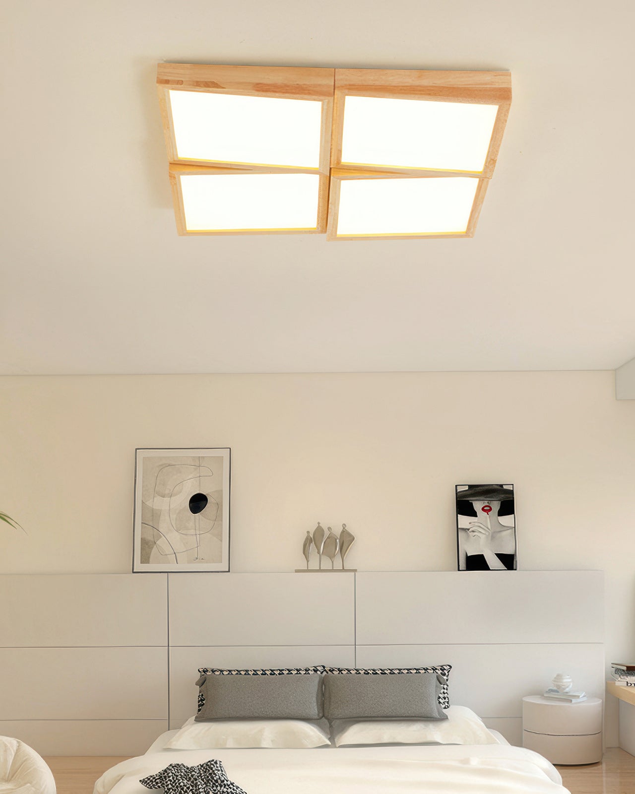 Caelum Modernist Walnut Log LED Ceiling Light, Energy-Efficient Soft Glow