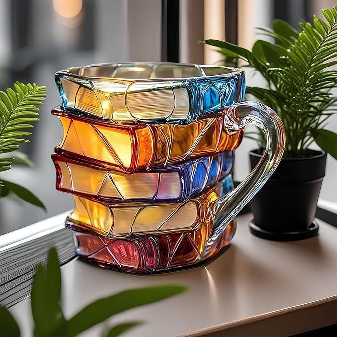 Hand-Painted 3D Book-Inspired Coffee Mug For Readers