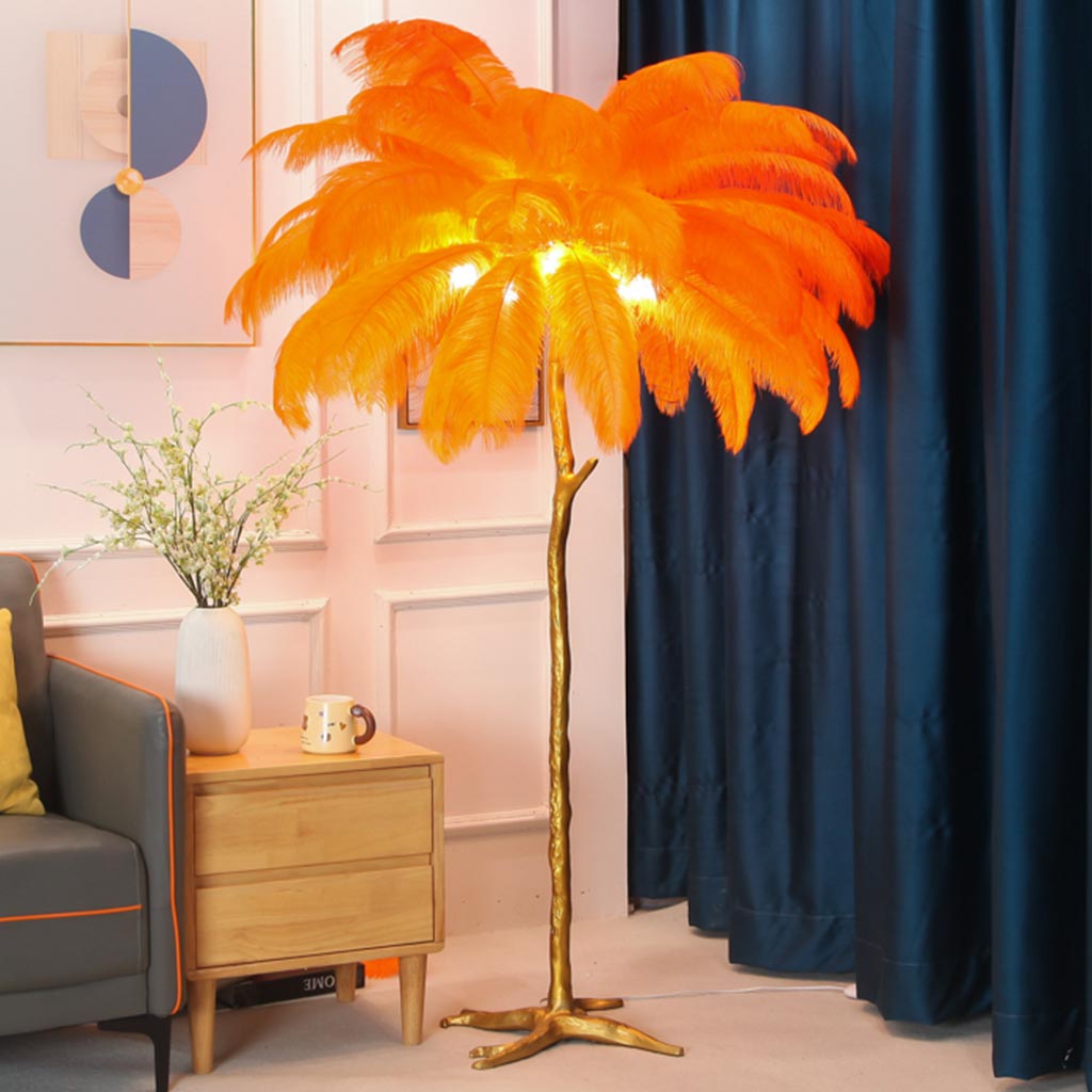 Elegant Ostrich Feather Modern Floor Lamp For Living Room Decor