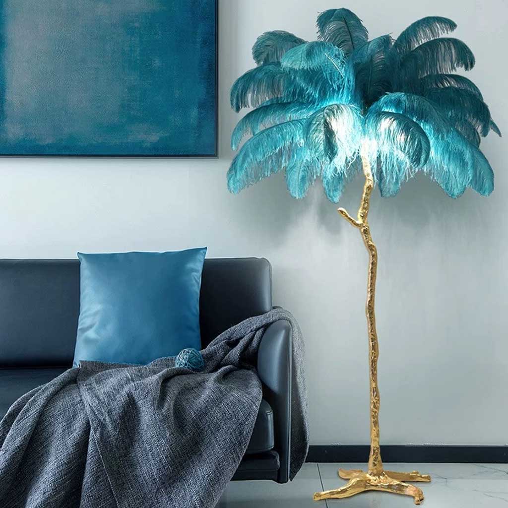 Elegant Ostrich Feather Modern Floor Lamp For Living Room Decor