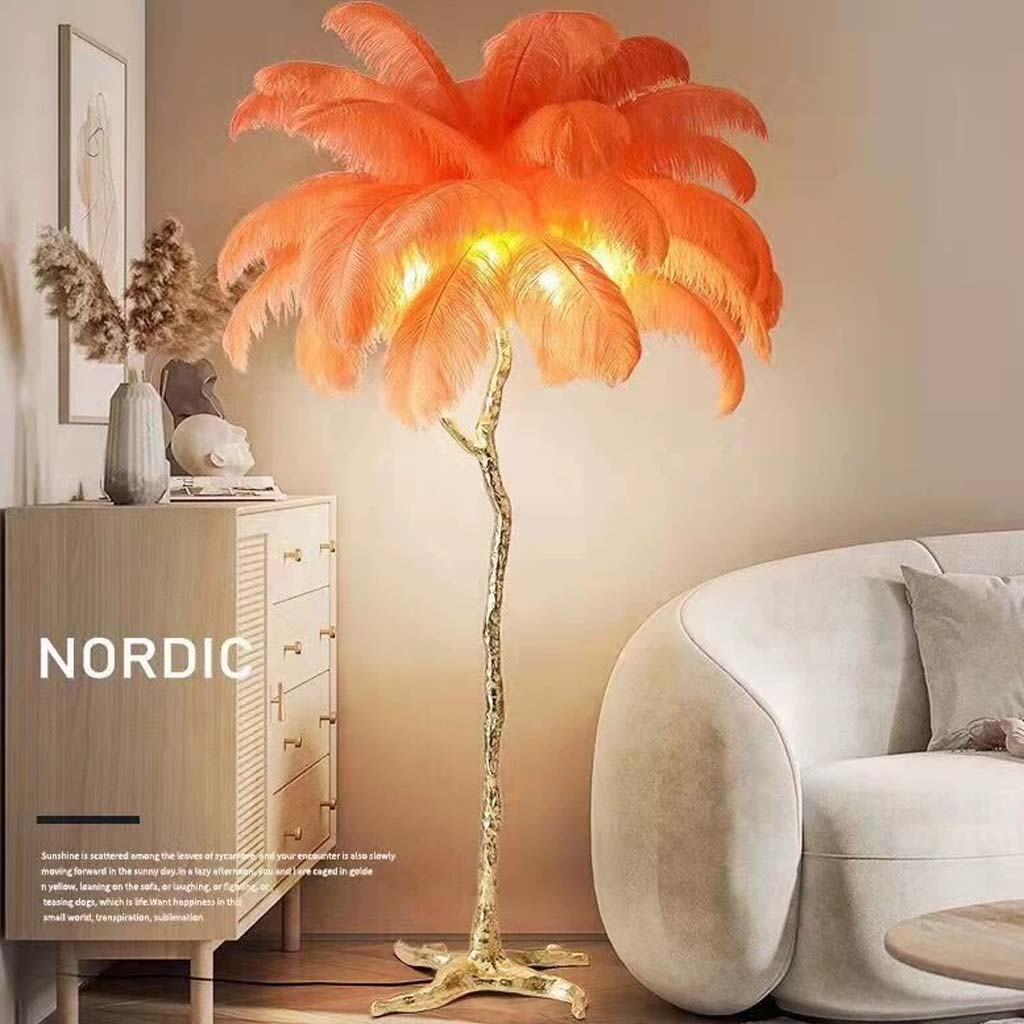 Elegant Ostrich Feather Modern Floor Lamp For Living Room Decor