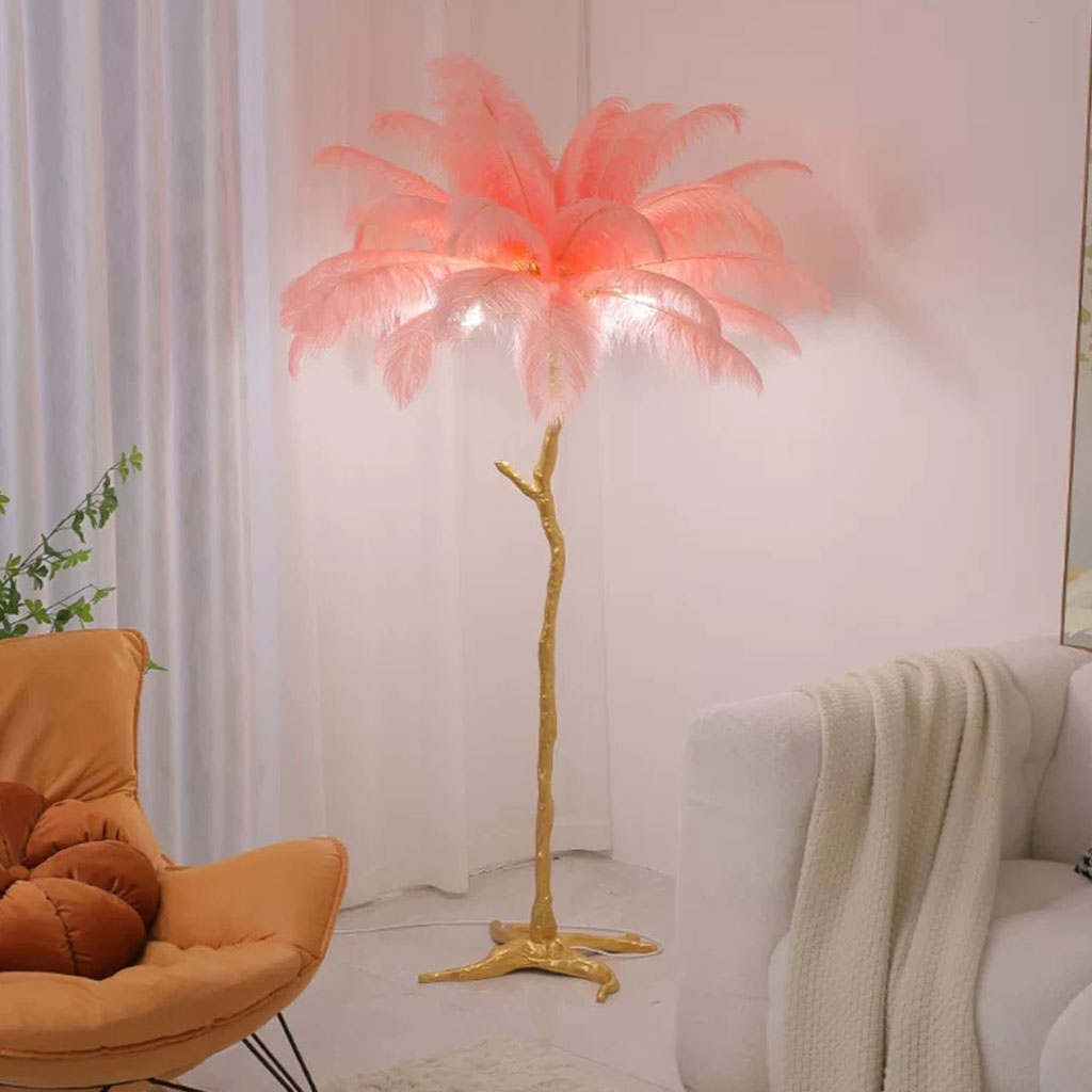 Elegant Ostrich Feather Modern Floor Lamp For Living Room Decor
