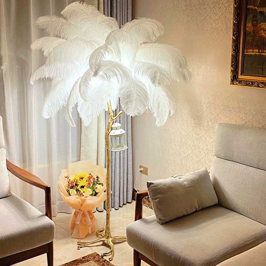 Elegant Ostrich Feather Modern Floor Lamp For Living Room Decor