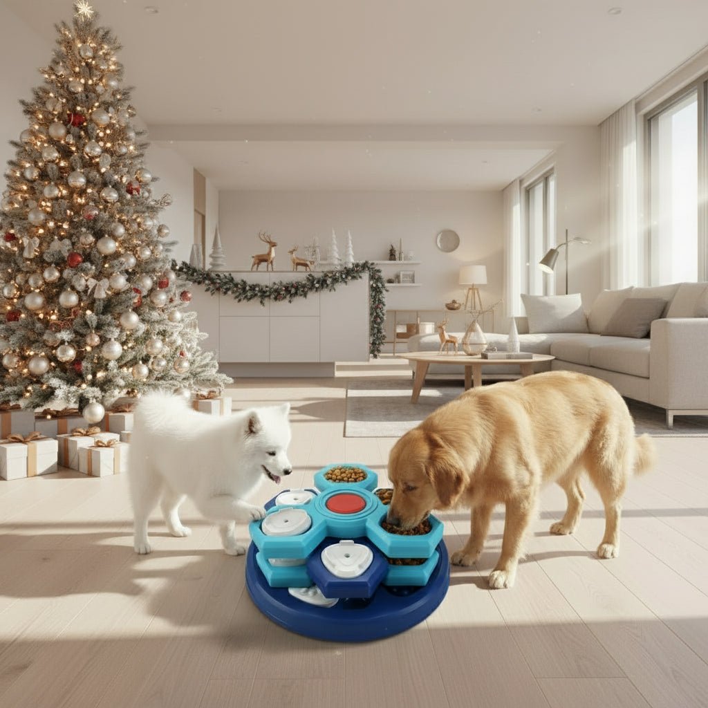 Interaktiver Flow-Trichter-Hundespielzeug-Futterspender für langsames Fressen und geistige Anregung