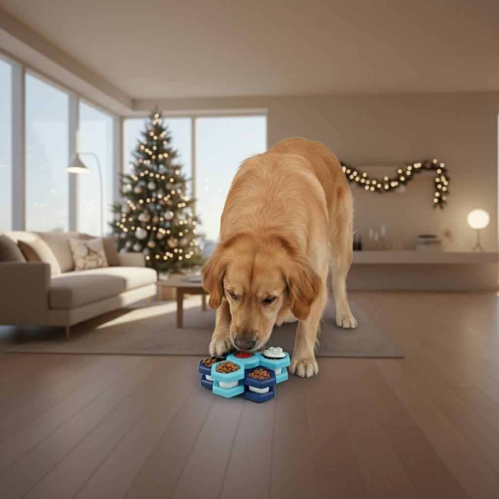 Interaktiver Flow-Trichter-Hundespielzeug-Futterspender für langsames Fressen und geistige Anregung