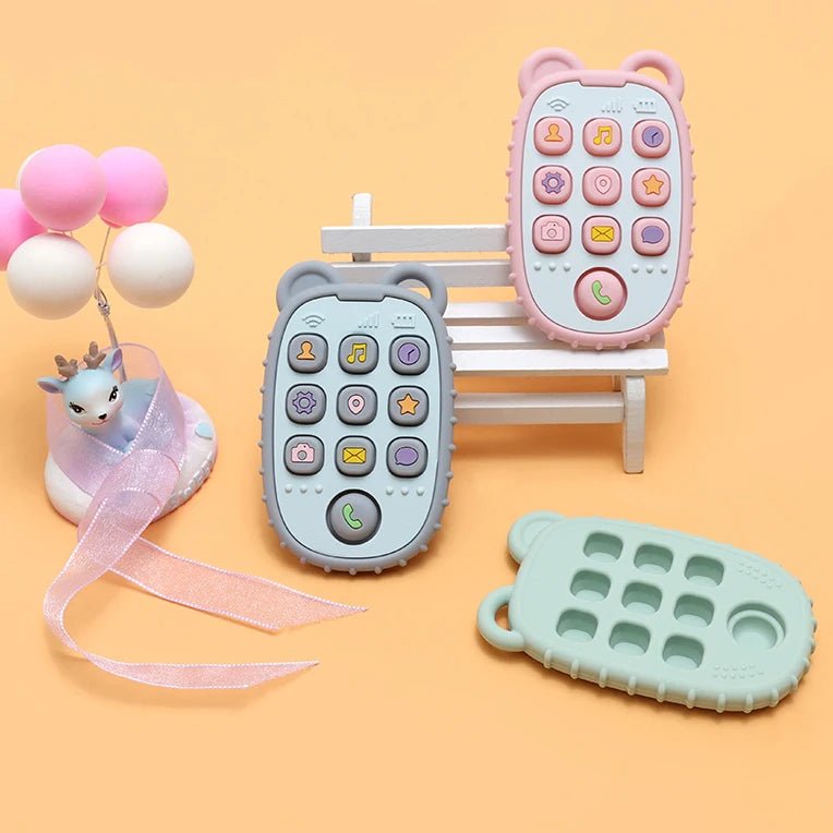 Móvil colgante NurtureNest con anillo de silicona para la dentición, para manos pequeñas, alivio suave para las encías
