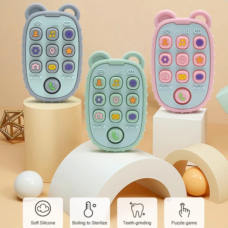 Móvil colgante NurtureNest con anillo de silicona para la dentición, para manos pequeñas, alivio suave para las encías